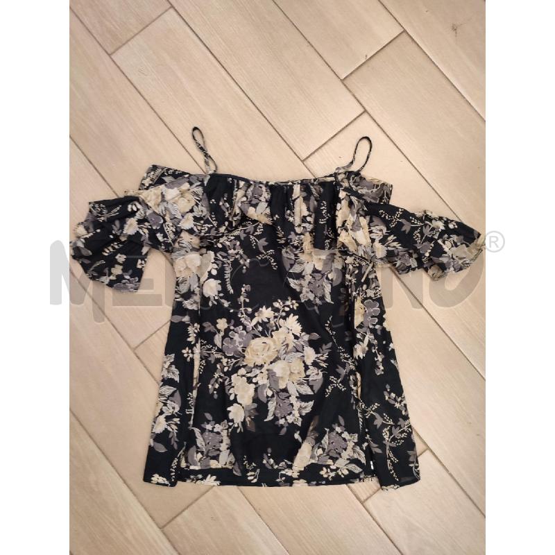 BLUSA DONNA TWIN SET NERA FIORI BEIGE | Mercatino dell'Usato Roma montemario 1