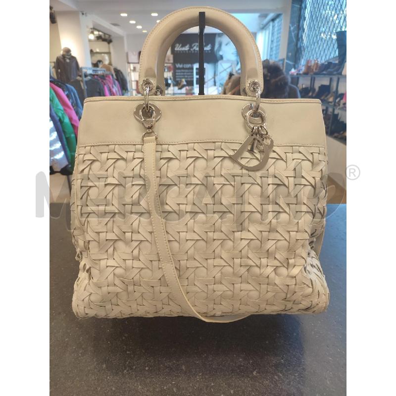 BORSA BIANCA CHRISTIAN DIOR INTRECCI 01-MA-0018 | Mercatino dell'Usato Roma montemario 1