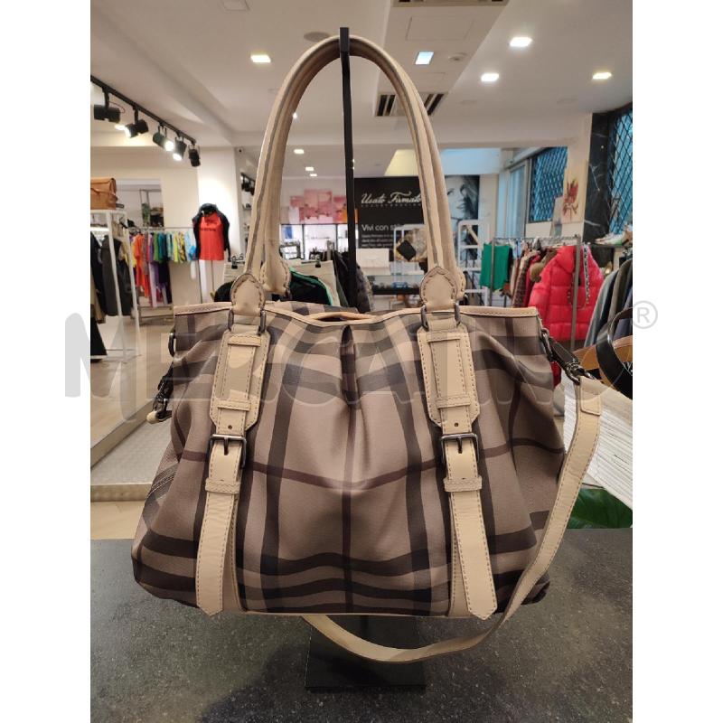 BORSA DONNA BEIGE GRIGIA BURBERRY CHECK | Mercatino dell'Usato Roma montemario 1