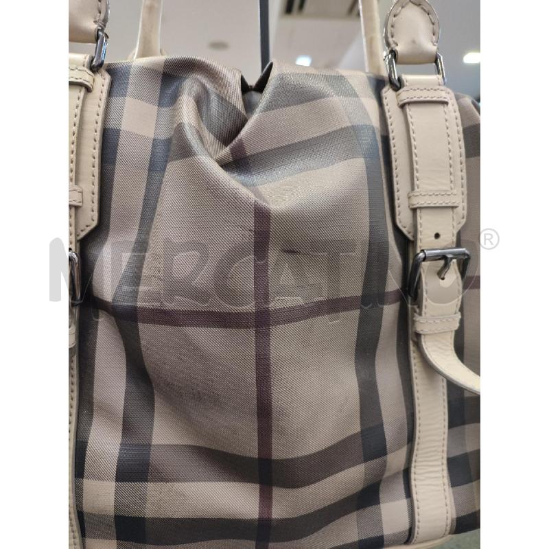 BORSA DONNA BEIGE GRIGIA BURBERRY CHECK | Mercatino dell'Usato Roma montemario 2