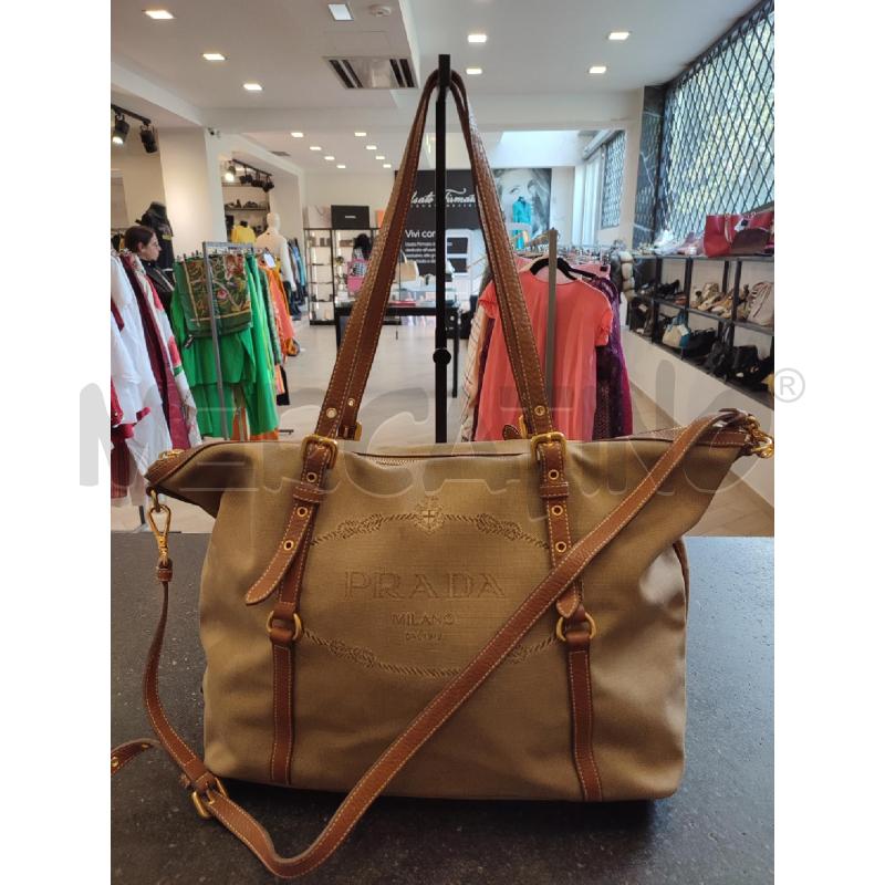 BORSA DONNA BEIGE PRADA TELA  | Mercatino dell'Usato Roma montemario 1