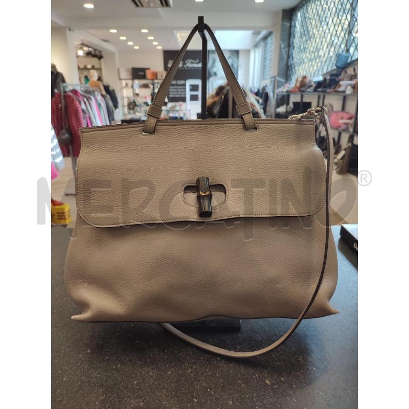 BORSA DONNA GRIGIA GUCCI BAMBOO DAILY TOP HANDLE | Mercatino dell'Usato Roma montemario 1