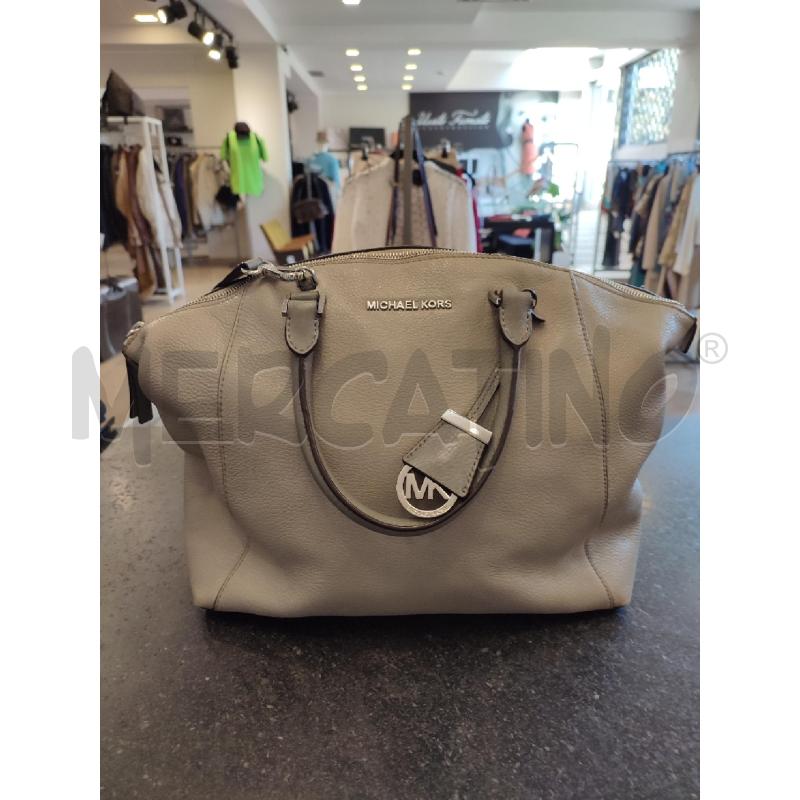 BORSA DONNA GRIGIA MICHAEL KORS SCRITTA ARGENTO | Mercatino dell'Usato Roma montemario 1