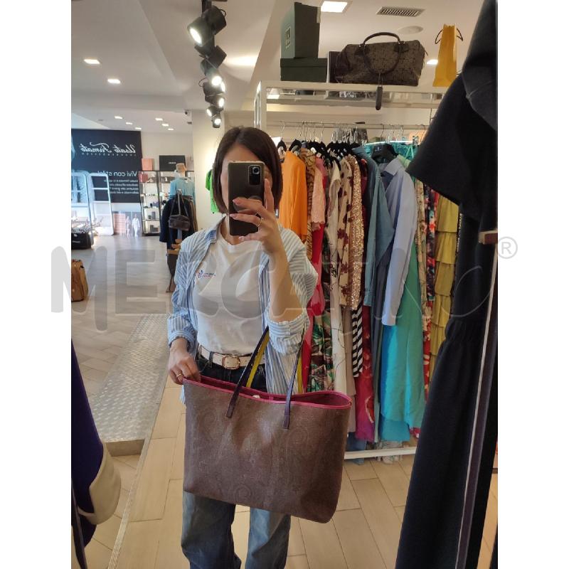 BORSA DONNA MARRONEETRO MANICI VIOLA | Mercatino dell'Usato Roma montemario 3