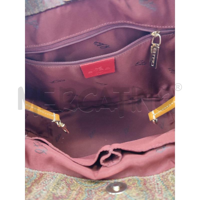 BORSA DONNA MARRONE ETRO INSERTI TESSUTO BEIGE | Mercatino dell'Usato Roma montemario 3