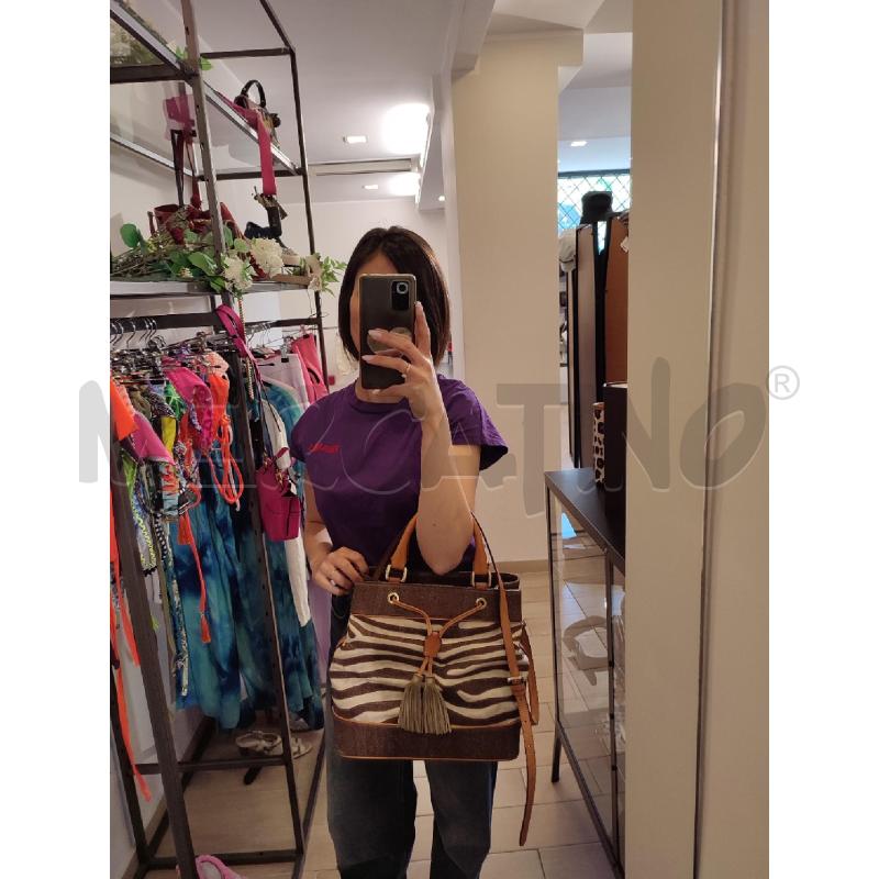 BORSA DONNA MARRONE ETRO INSERTI TESSUTO BEIGE | Mercatino dell'Usato Roma montemario 4