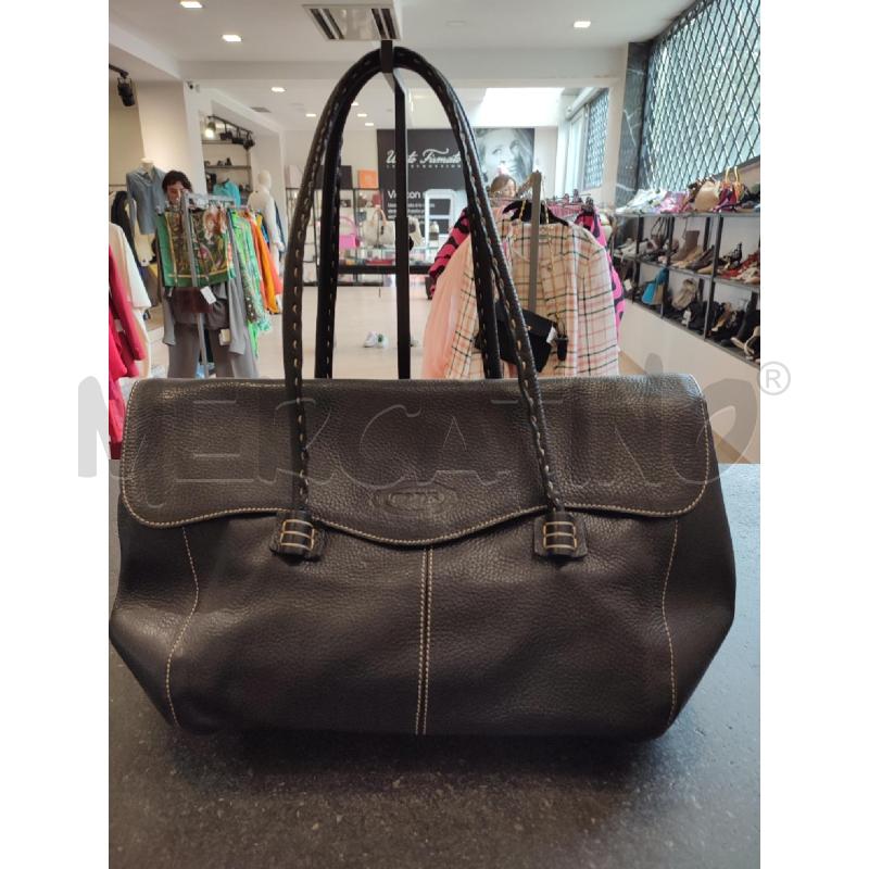 BORSA DONNA NERA TOD'S CUCITURE BEIGE | Mercatino dell'Usato Roma montemario 1
