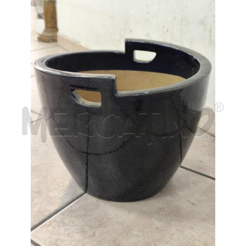 CACHEPOT CER RAKU SMALTO BLU GR | Mercatino dell'Usato Roma montemario 2