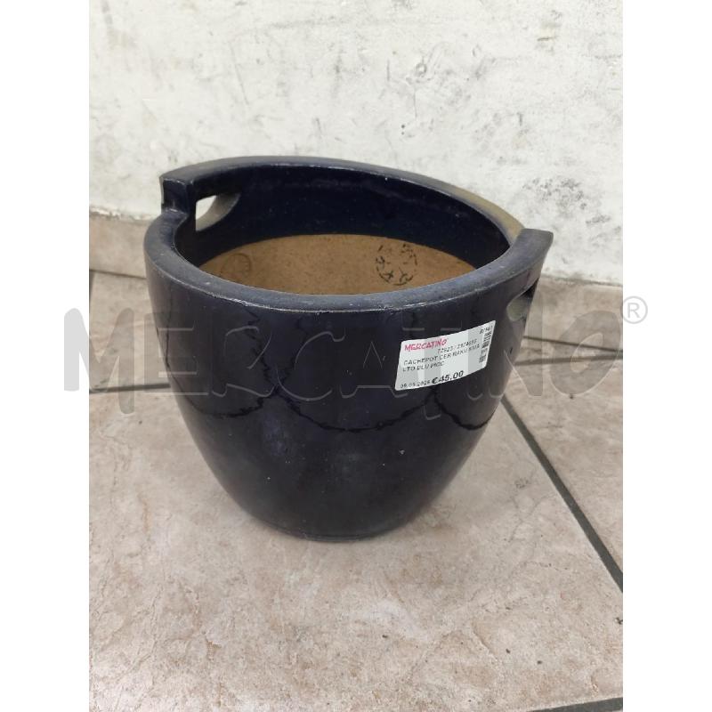 CACHEPOT CER RAKU SMALTO BLU PICC | Mercatino dell'Usato Roma montemario 1