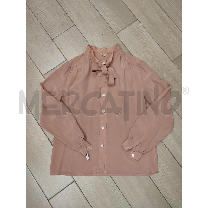 CAMICIA DONNA ROSA CELINE SETA LOGO RICAMATO  | Mercatino dell'Usato Roma montemario 1