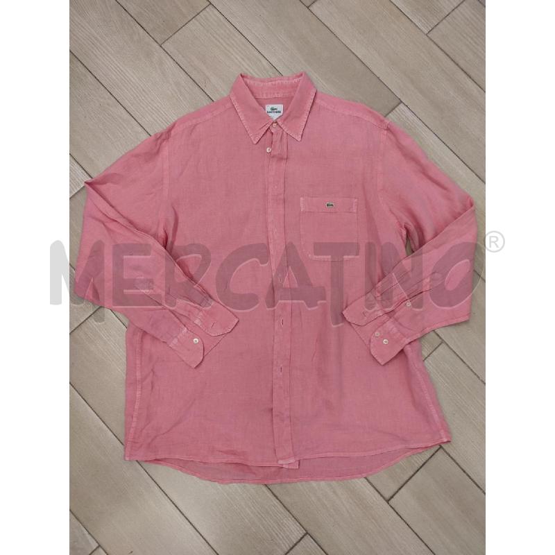 CAMICIA UOMO ROSA LACOSTE LINO | Mercatino dell'Usato Roma montemario 1