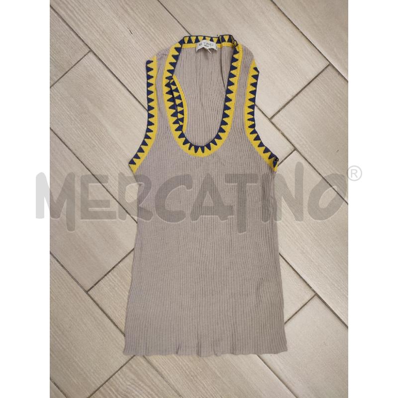 CANOTTA DONNA BEIGE ETRO BORDO ZIGZAG | Mercatino dell'Usato Roma montemario 1