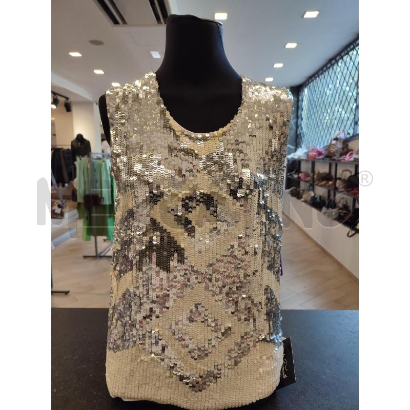 CANOTTA DONNA BIANCA TWINSET PAILLETTES | Mercatino dell'Usato Roma montemario 1