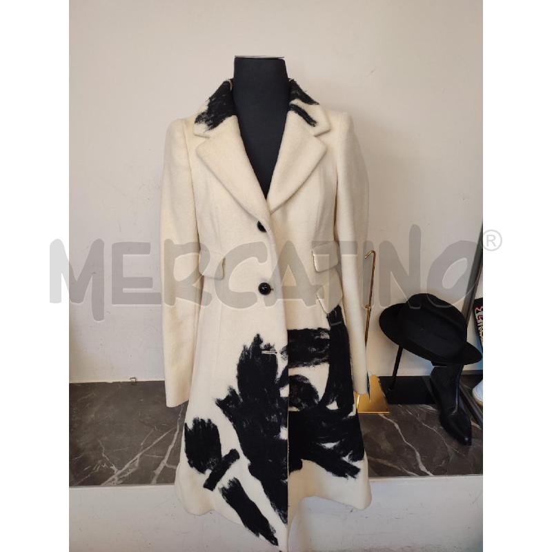 CAPPOTTO DONNA BEIGE MOSCHINO DISEGNO NERO  | Mercatino dell'Usato Roma montemario 1