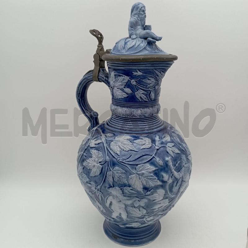 CARAFFA CER TEDESCA BLU DECORO FOGLIE | Mercatino dell'Usato Roma montemario 1