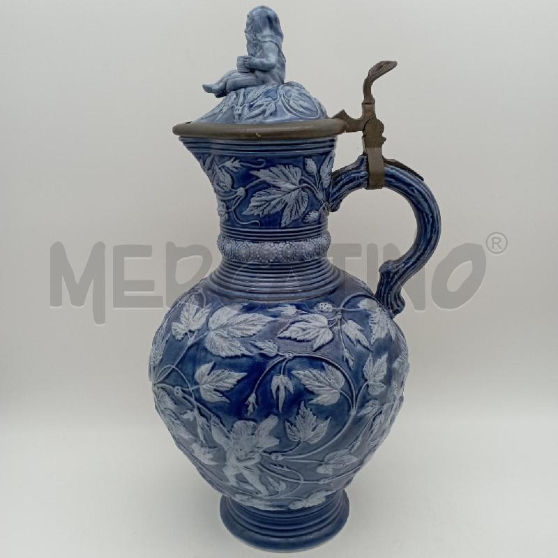 CARAFFA CER TEDESCA BLU DECORO FOGLIE | Mercatino dell'Usato Roma montemario 2