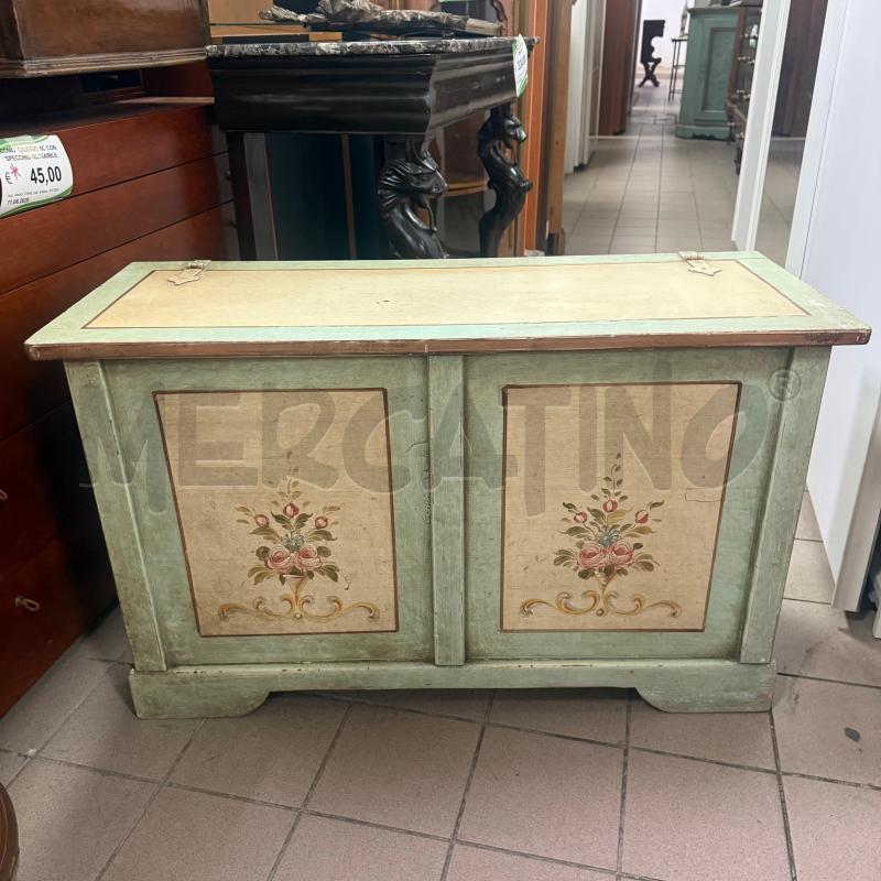CASSAPANCA DIPINTA VERDE BEIGE FIORI | Mercatino dell'Usato Roma montemario 1