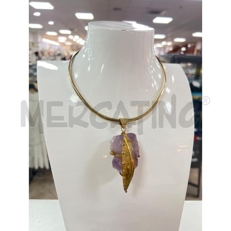 COLLANA DORATA PIETRA VIOLA FOGLIE | Mercatino dell'Usato Roma montemario 1