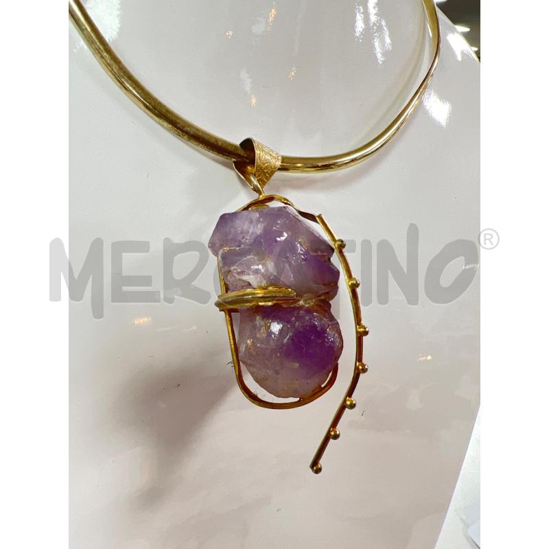 COLLANA DORATA PIETRA VIOLA FOGLIE | Mercatino dell'Usato Roma montemario 2