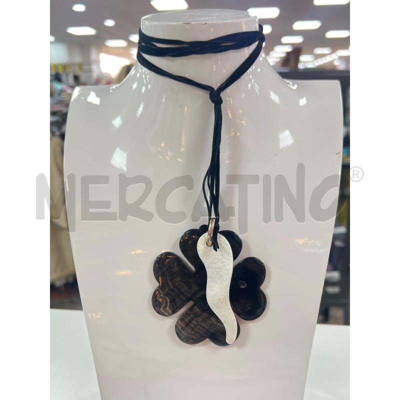 COLLANA LACCI NERI QUADRIFOGLIO MARRONE | Mercatino dell'Usato Roma montemario 1