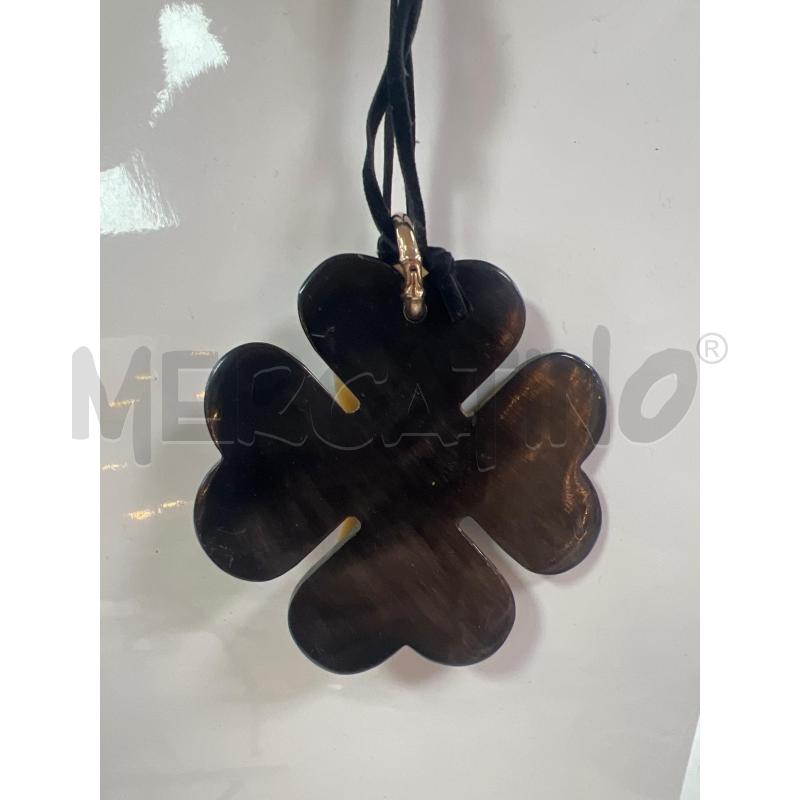 COLLANA LACCI NERI QUADRIFOGLIO MARRONE | Mercatino dell'Usato Roma montemario 2