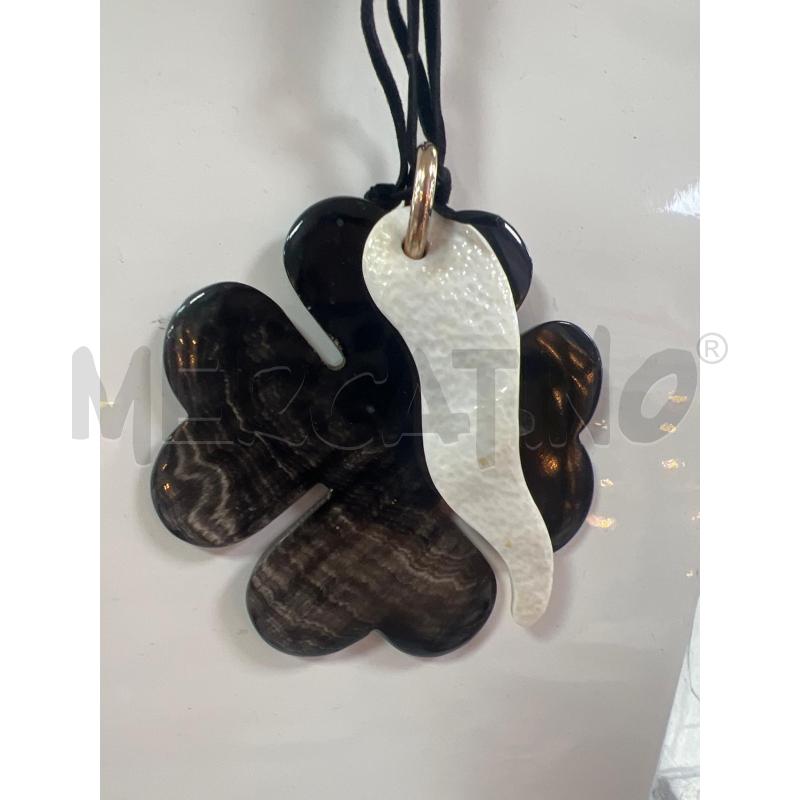 COLLANA LACCI NERI QUADRIFOGLIO MARRONE | Mercatino dell'Usato Roma montemario 3