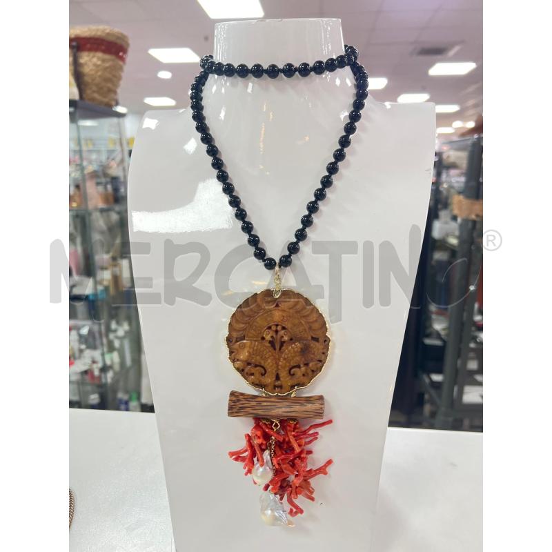 COLLANA PALLE NERE CARPE PEZZETTI ROSSI | Mercatino dell'Usato Roma montemario 1