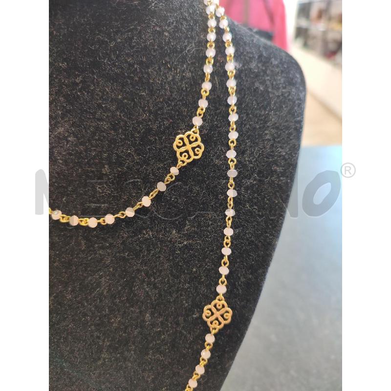 COLLANA QUARZO ROSA ARABESCHI DORATI | Mercatino dell'Usato Roma montemario 2