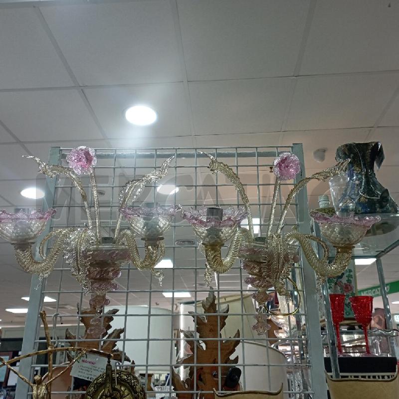 COPPIA APPLIQUE MURANO ROSA 2L | Mercatino dell'Usato Roma montemario 1