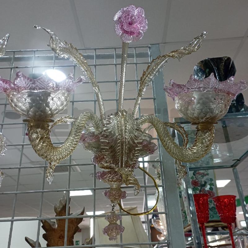 COPPIA APPLIQUE MURANO ROSA 2L | Mercatino dell'Usato Roma montemario 2