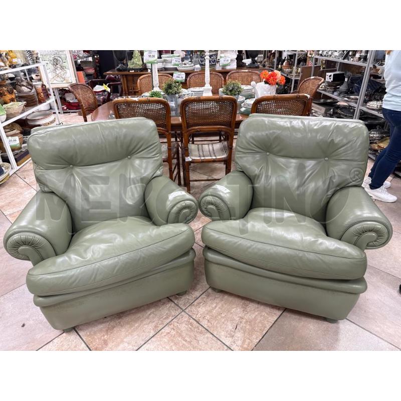COPPIA POLTRONE PELLE VERDI | Mercatino dell'Usato Roma montemario 1
