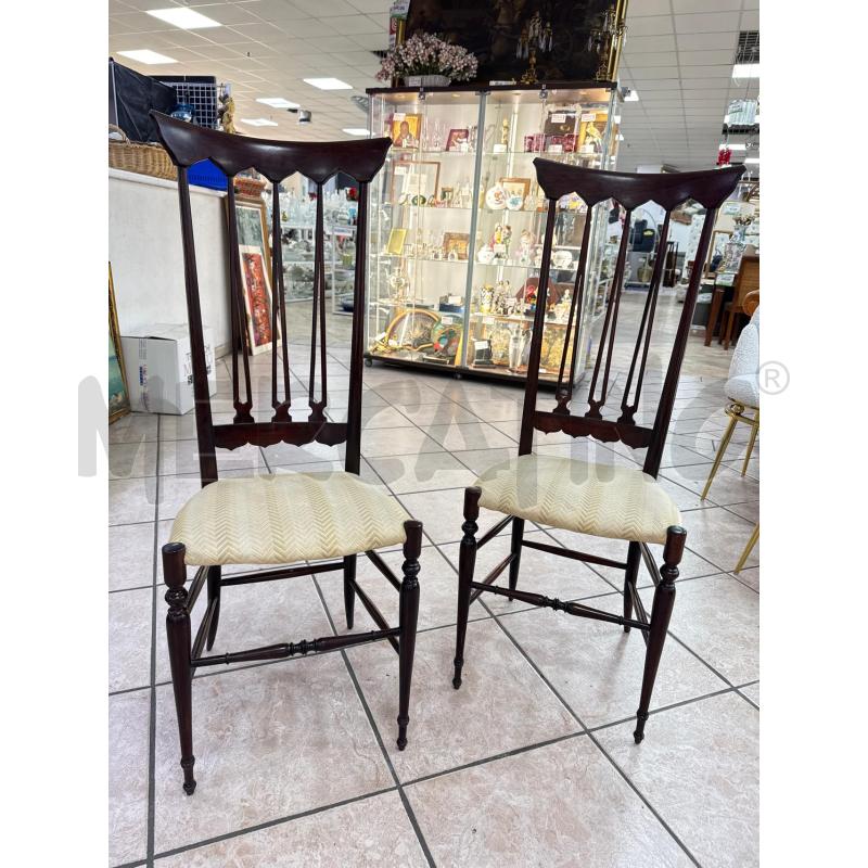 COPPIA SEDIE CHIAVRINE ATTR. GIO PONTI TESS BEIGE | Mercatino dell'Usato Roma montemario 1