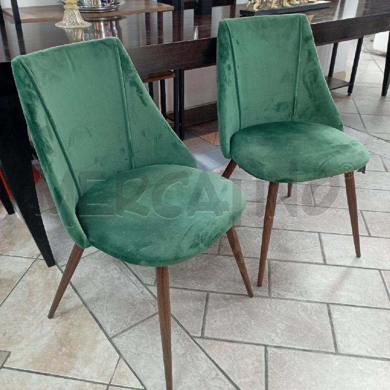 COPPIA SEDIE VELLUTO VERDE | Mercatino dell'Usato Roma montemario 1