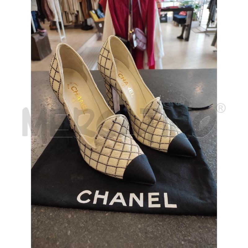 DECOLLETE BEIGE CHANEL PUNTA NERA  | Mercatino dell'Usato Roma montemario 1