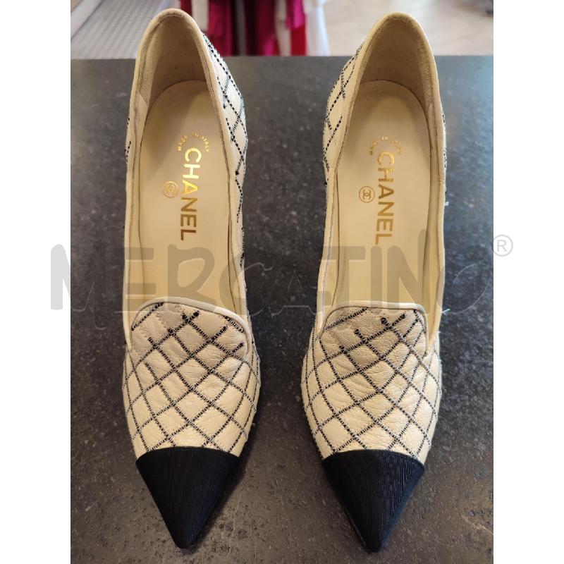 DECOLLETE BEIGE CHANEL PUNTA NERA  | Mercatino dell'Usato Roma montemario 3