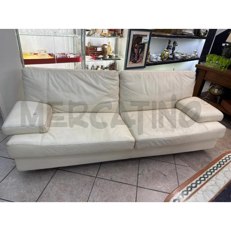 DIVANO POLTONA FRAU PELLE BIANCO 3P | Mercatino dell'Usato Roma montemario 1