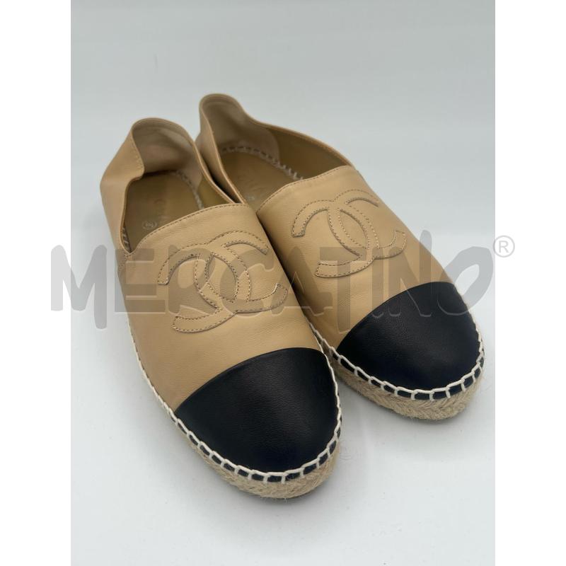 ESPADRILLAS DONNA BEIGE CHANEL PUNTA NERA ZG 29762 | Mercatino dell'Usato Roma montemario 1