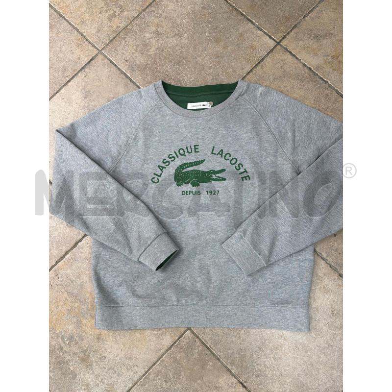 FELPA DONNA GRIGIA LACOSTE INT VERDE  | Mercatino dell'Usato Roma montemario 1
