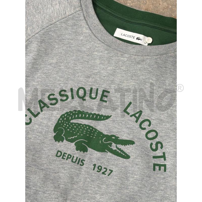 FELPA DONNA GRIGIA LACOSTE INT VERDE  | Mercatino dell'Usato Roma montemario 2