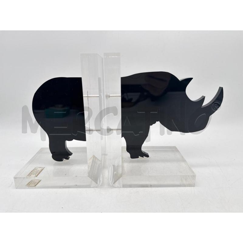 FERMA LIBRI PLEXIGLASS RINOCERONTE NERO | Mercatino dell'Usato Roma montemario 1