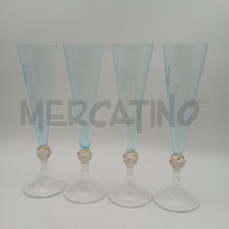FLUTES CENEDESE MURANO AZZ ORO 4PZ.  | Mercatino dell'Usato Roma montemario 4