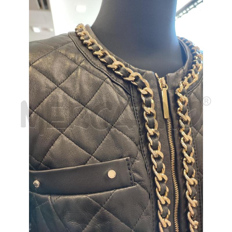 GIACCA DONNA NERA ELISABETTA FRANCHI PELLE CATENE DORATE | Mercatino dell'Usato Roma montemario 2