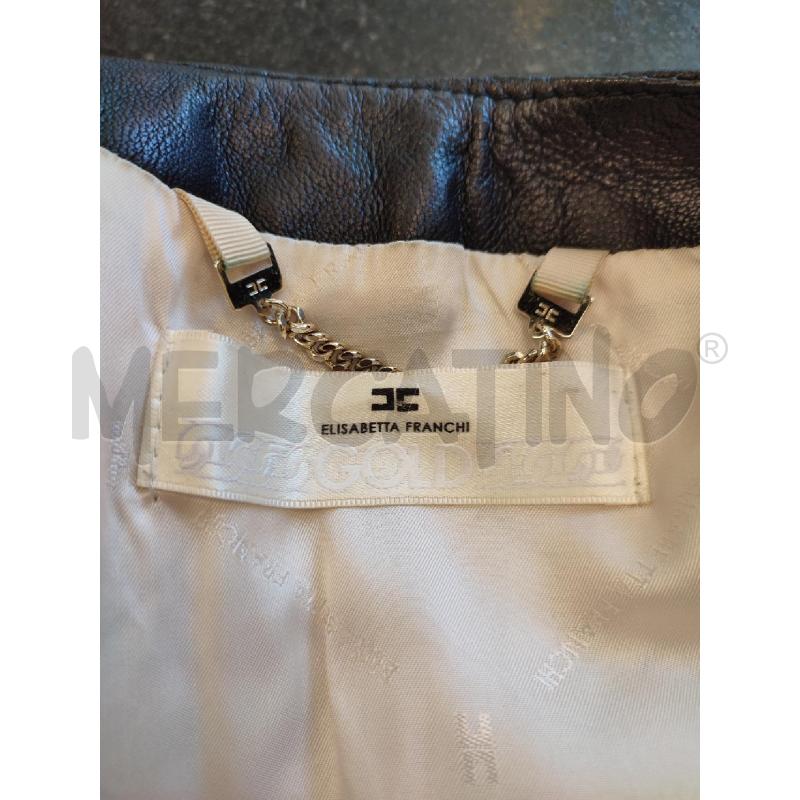 GIACCA DONNA NERA ELISABETTA FRANCHI PELLE CATENE DORATE | Mercatino dell'Usato Roma montemario 3