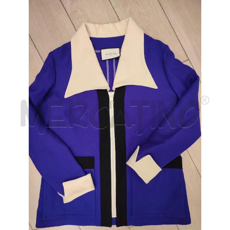 GIACCA DONNA VIOLA GUCCI COLLETTO BIANCO | Mercatino dell'Usato Roma montemario 1
