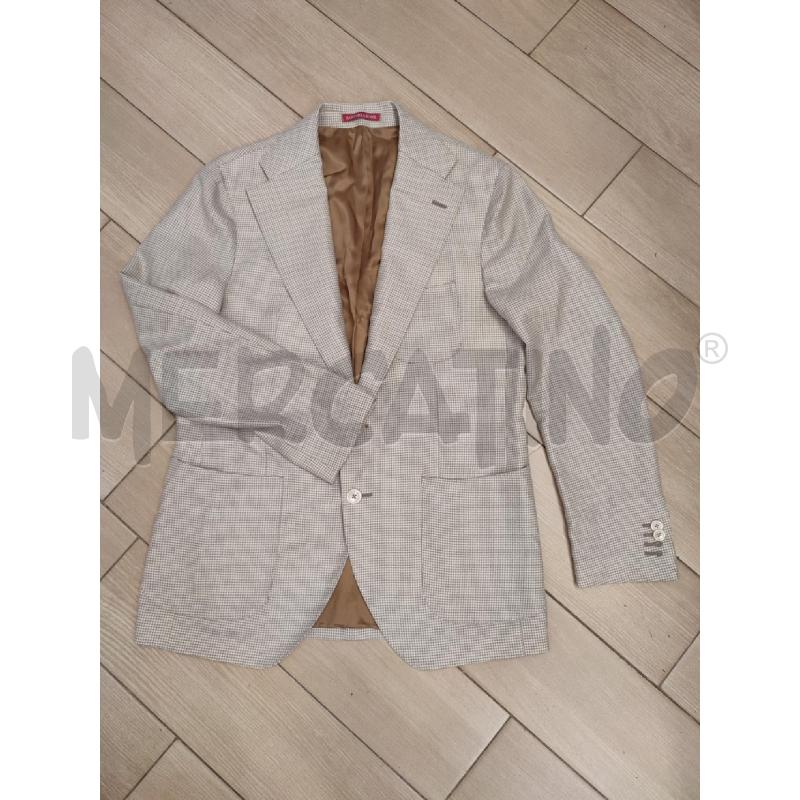 GIACCA UOMO BEIGE SARTORIA ROSSI QUADRETTI LINO | Mercatino dell'Usato Roma montemario 1