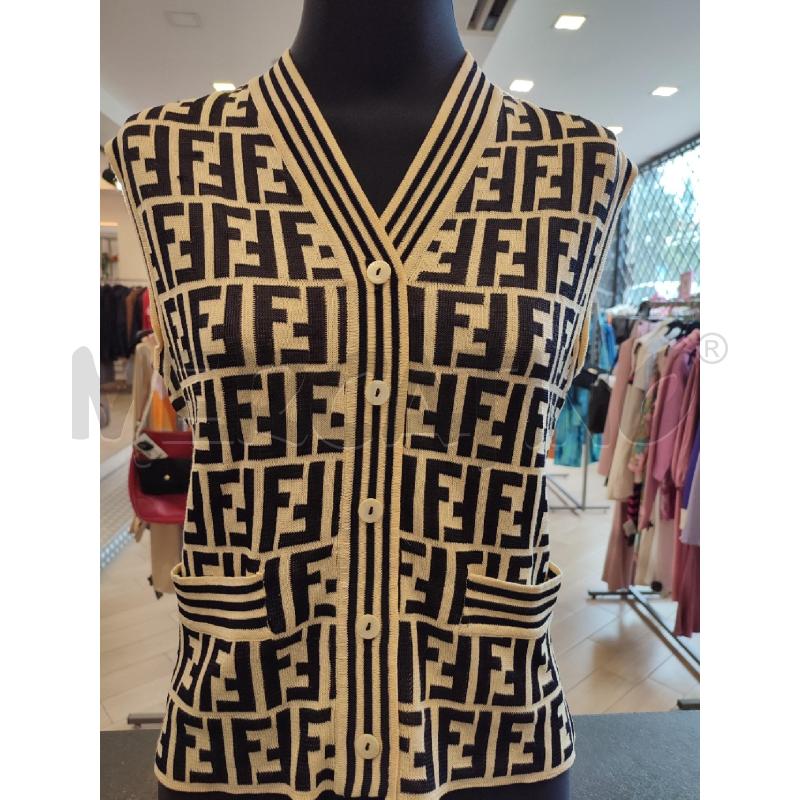 GILET DONNA FENDI BEIGE SCRITTE NERE | Mercatino dell'Usato Roma montemario 1