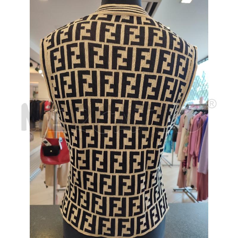 GILET DONNA FENDI BEIGE SCRITTE NERE | Mercatino dell'Usato Roma montemario 2