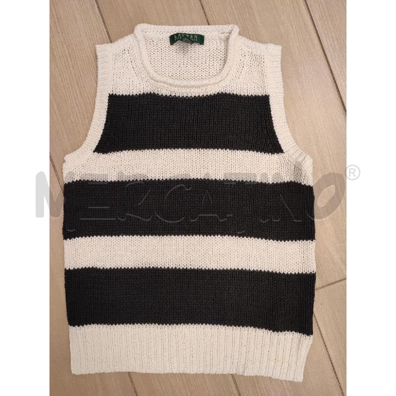 GILET DONNA NERO RIGHE BIANCHE RALPH LAUREN | Mercatino dell'Usato Roma montemario 1
