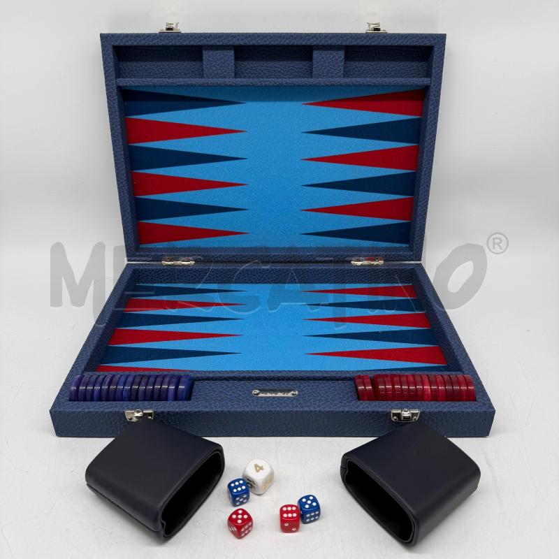 HECTOR SAXE BACKGAMMON MEDIO IN PELLE - BLU | Mercatino dell'Usato Roma montemario 1