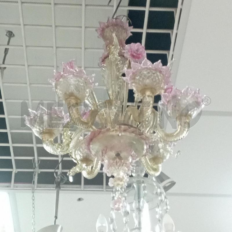 LAMPADARIO MURANO ROSA 5L | Mercatino dell'Usato Roma montemario 1